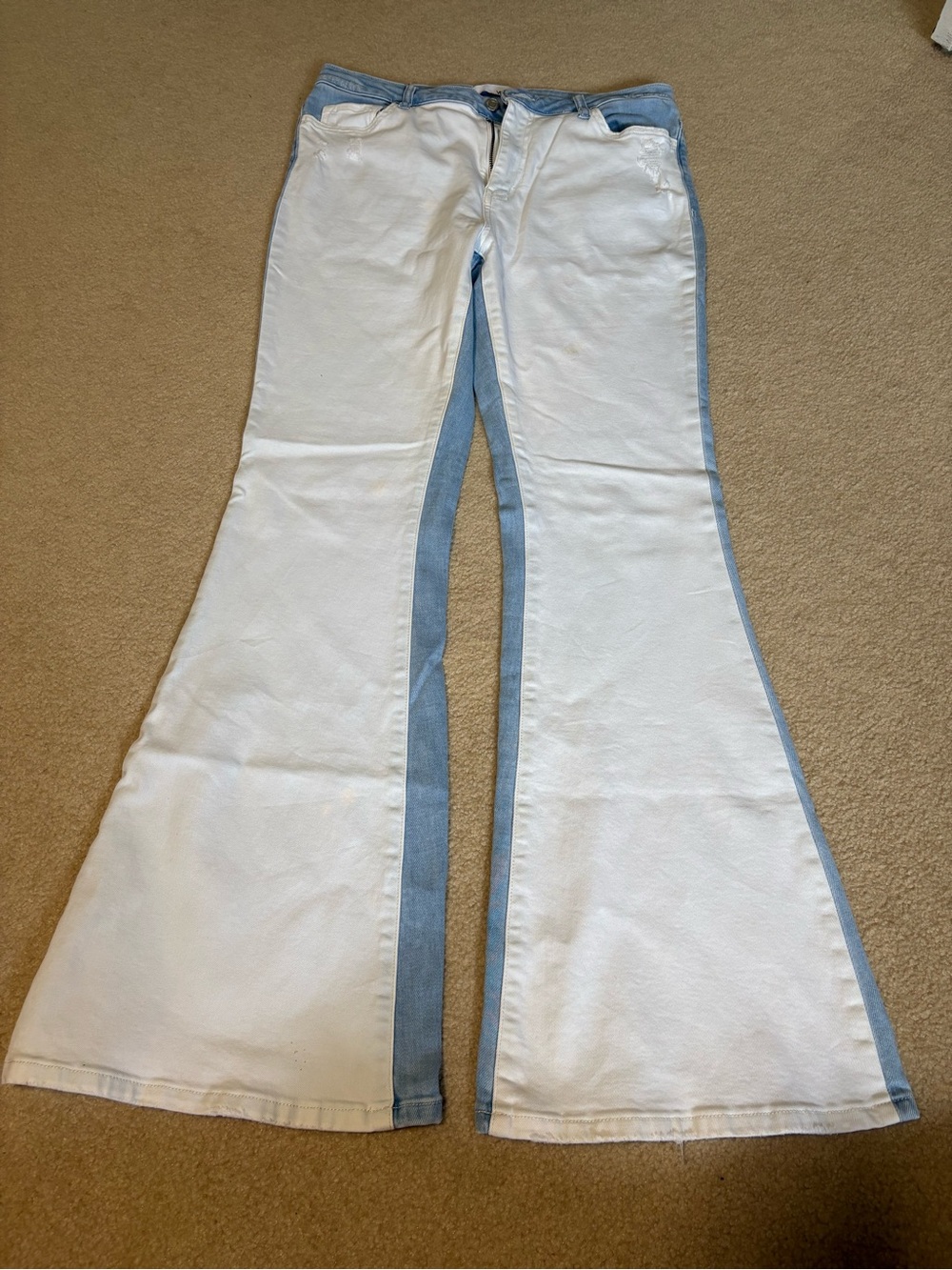 Light blue and white 2 Tone Vervet Flare Jeans